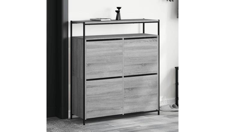 Walplus Engineered Wood Shoe Cabinet - Grey Sonoma - 100 x 34 x 112 cm