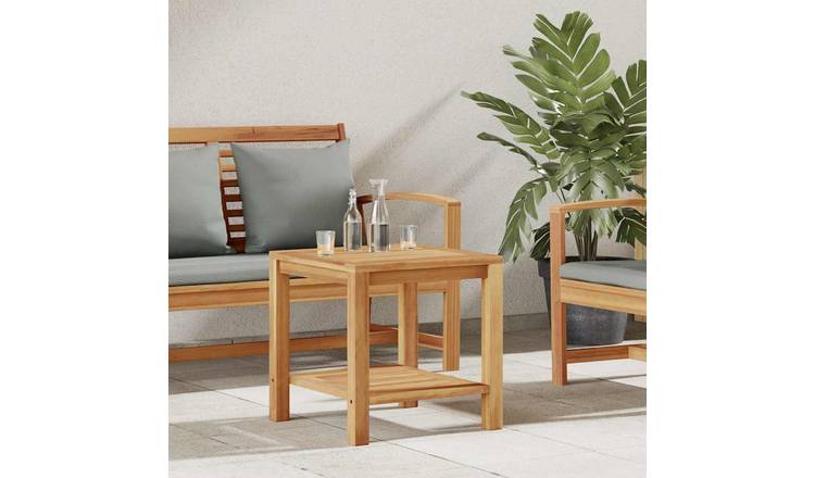 Walplus Solid Teak Wood Coffee Table with Storage - Brown - 45 x 45 x 45 cm