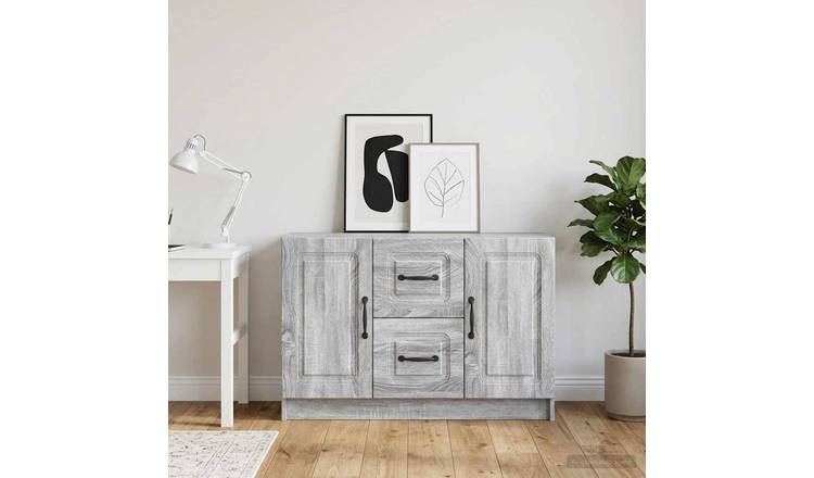 Walplus 2 Drawer Rectangular Sideboard - Grey Sonoma - 89 x 34.5 x 57 cm