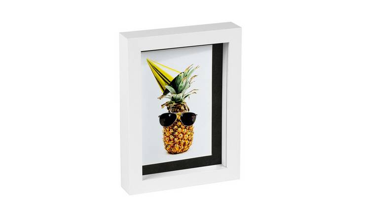 Nicola Spring 3D Box Photo Frame - 5" x 7" with Mount - White