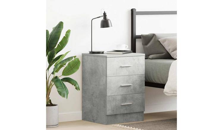 Walplus Engineered Wood Bedside Cabinet - Stone Grey - 38 x 35 x 56 cm