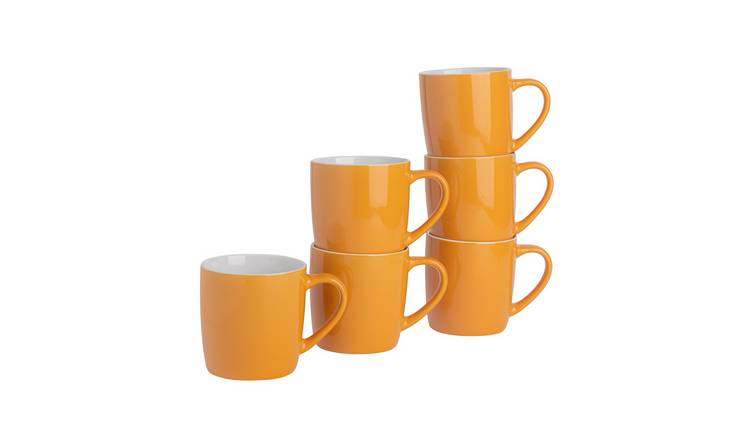 Argon Tableware Coloured Coffee Mugs - 350ml - Yellow - Pack of 6
