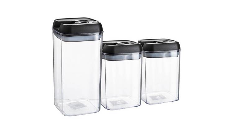 Argon Tableware 3 Piece Flip Lock Plastic Food Storage Containers Set - Black