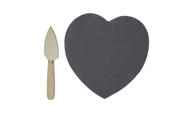 Orsina Carter Heart Slate Cheese Board with Gold Cheese Tool – Black and Gold