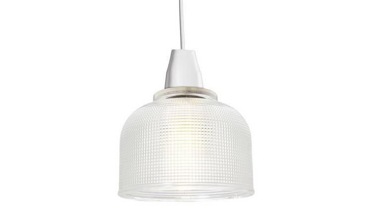 Happy Homewares Domed Transparent Etched Glass Pendant Shade - 15cm