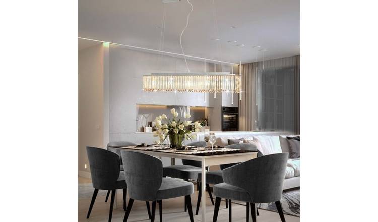 Walplus Plastic Ceiling Lamp with Crystal Beads E14 - Silver - 104 x 115 cm