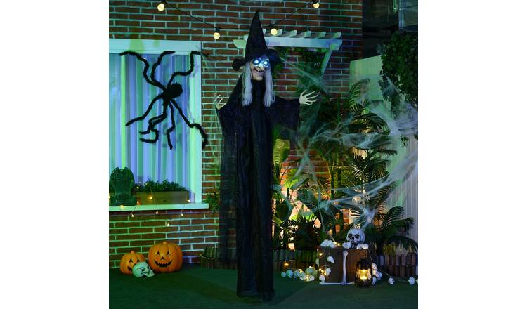 HOMCOM 6ft Animated Halloween Hanging Witch Decoration