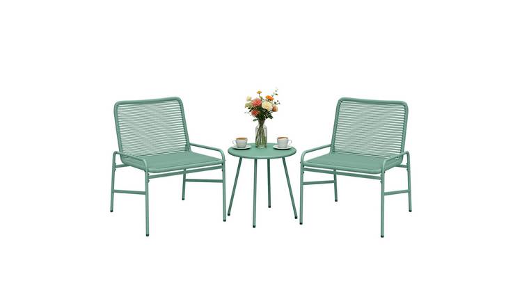 Outsunny 3 Piece Rattan Garden Bistro Set - Green