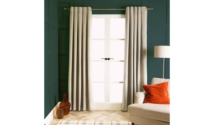 OHS Plain Thermal Velvet Curtains 168 x 183cm - Natural