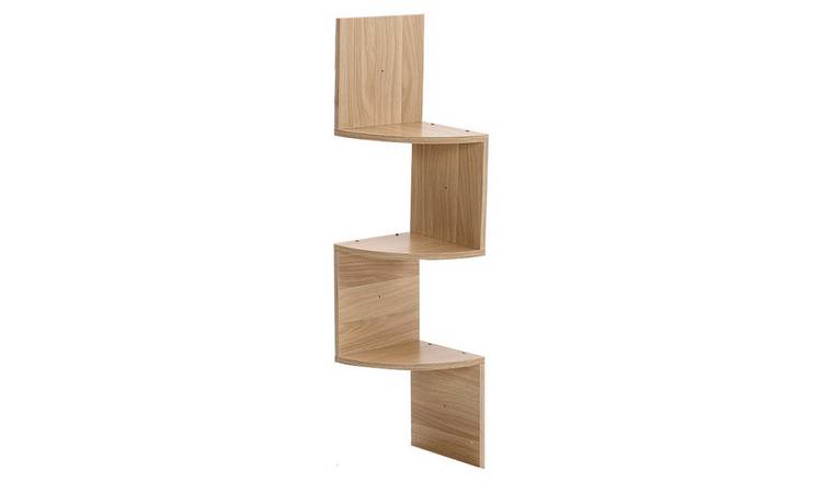 Living and Home 3-Tier Wooden Corner Floating Shelf Unit - Brown