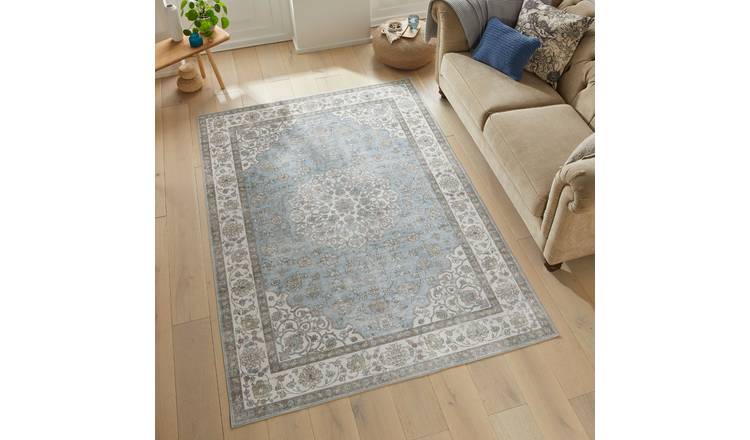 Mega Flooring Blue Traditional Bordered Rug - 120 x 180cm