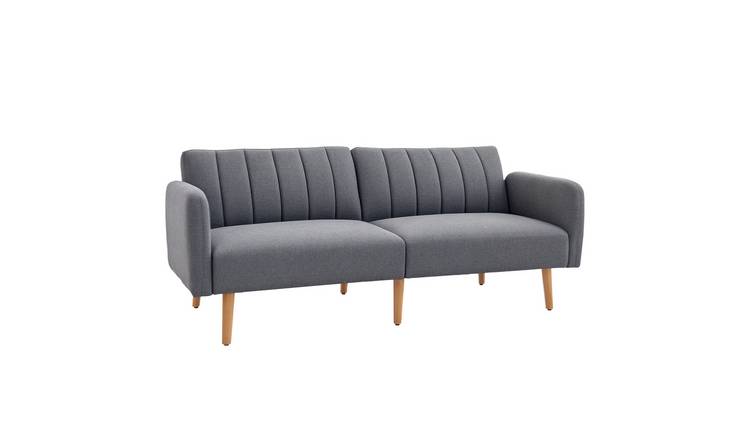 HOMCOM 3 Seater Linen Fabric Sofa Bed with Adjustable Split Backrest - Grey