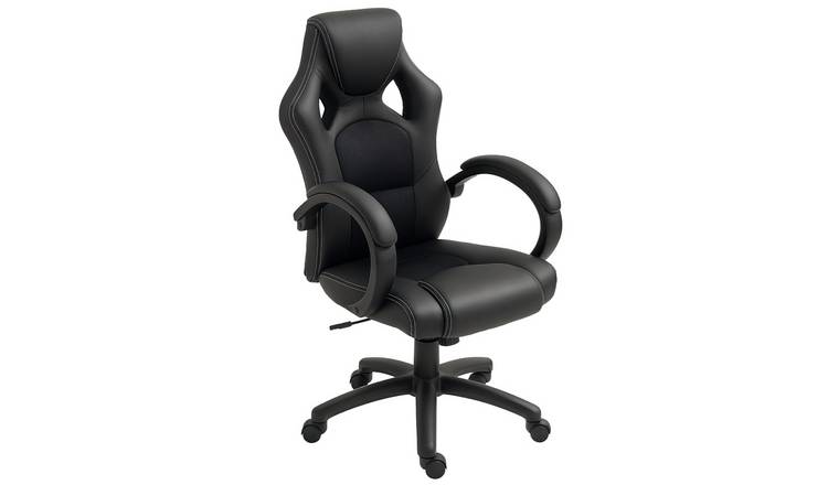 Vinsetto Faux Leather Swivel Computer Racing Gamer - Black