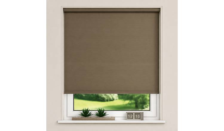 New Edge Blinds Chocolate Thermal Blackout Roller Blind - 75cm x 165cm