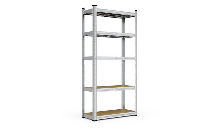VonHaus 5 Tier Small Galvanised Heavy Duty Garage Shelving Unit - Silver