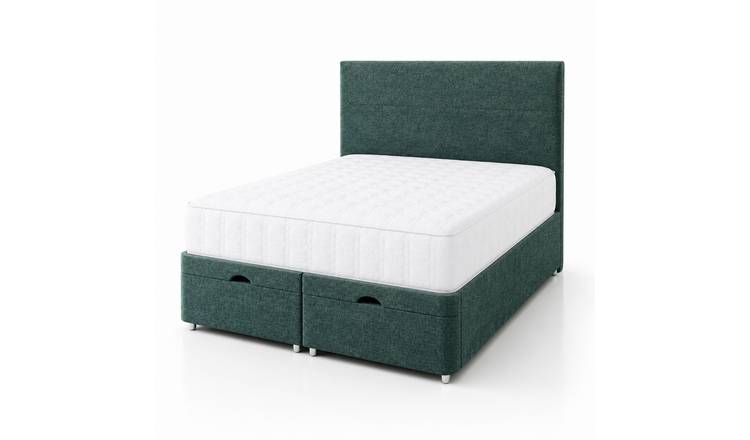Comfy Deluxe  Plain  3ft Single  End Lift Ottoman Bed Set - Emerald Green