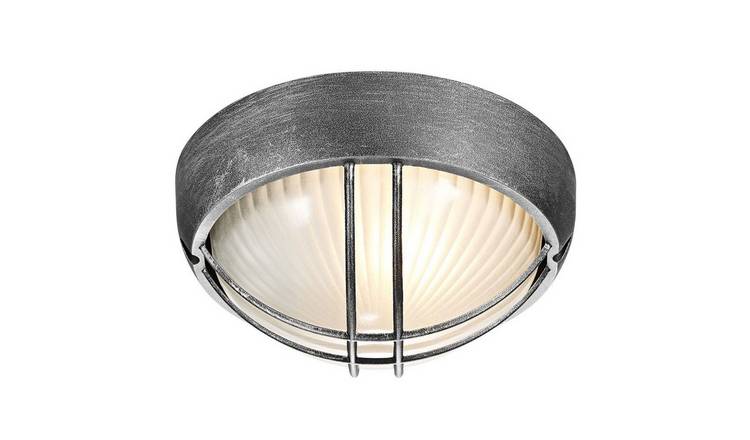 Happy Homewares Black Silver Die Cast Aluminium Outdoor Wall Light - 19cm