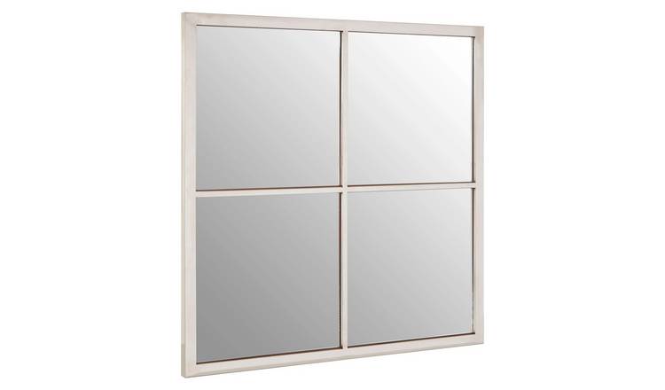 Orsina Descartes Square Window Pane Wall Mirror – Silver