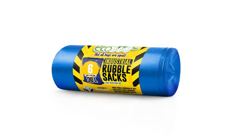 EcoBag Blue 30L 70 Micron Heavy Duty Rubble Sacks - Pack of 6
