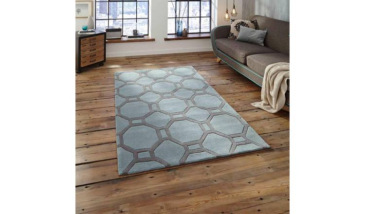 Mega Flooring Blue Handmade Geometric Rug - 120 x 170cm