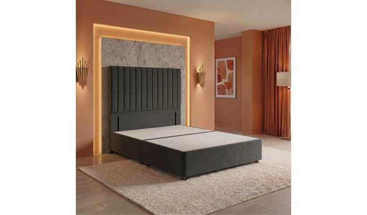 Somnior Heritage Linen Small Single Divan Bed Base & 54" Headboard - Charcoal