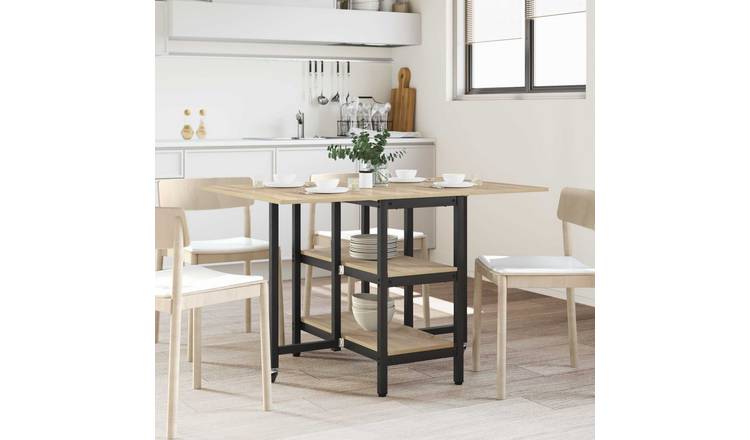 Walplus 2 Shelf Rectangular Dining Table - Light Oak - 122 x 80 x 76.5 cm