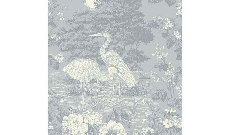 Belgravia Izumi Crane Wallpaper - Blue