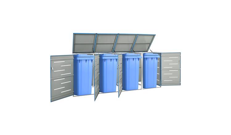 Walplus Quadruple Wheelie Bin Store - Sky Blue - 276.5 x 77.5 x 112.5 cm