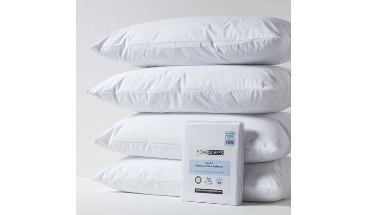 Homescapes Pack of 4 Waterproof Pillow Protectors - 40 x 80 cm