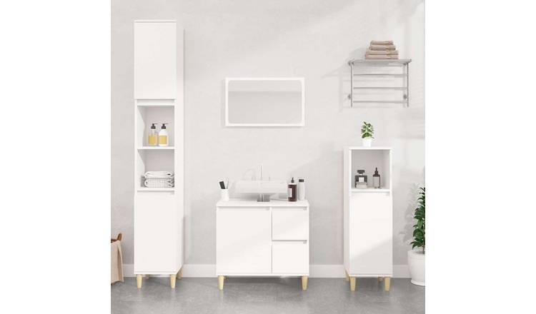 Walplus Engineered Wood Bathroom Cabinet - White - 30 x 30 x 100 cm