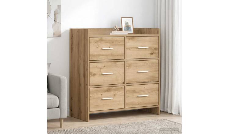 Walplus 6 Drawer Rectangular Sideboard - Artisan Oak - 75 x 33 x 80 cm