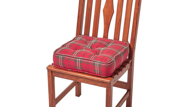 Homescapes Cotton Tartan Dining Chair Booster Cushion - Edward