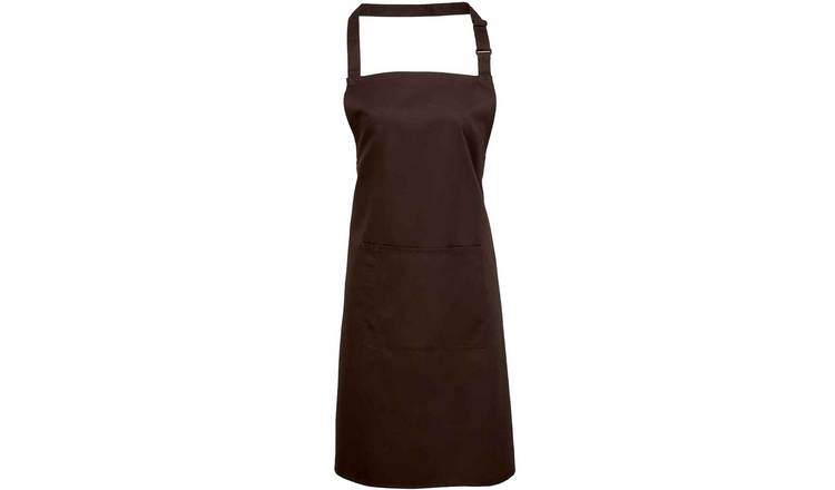 Premier Unisex Adult Colours Pocket Full Apron - Brown