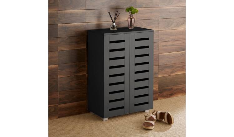 Home Source Oslo 2 Door Shoe Storage Cabinet - Black