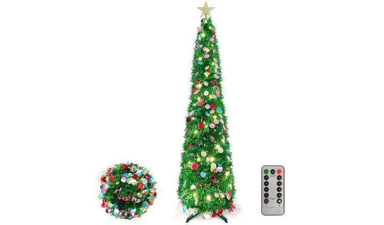 VeryMerry Green Pop Up Christmas Tree with LED Lights and Timer - 6FT