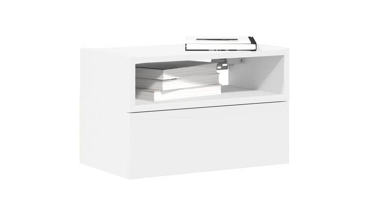 Walplus Engineered Wood Wall Mounted Bedside Cabinet - White - 45 x 26 x 28.5 cm
