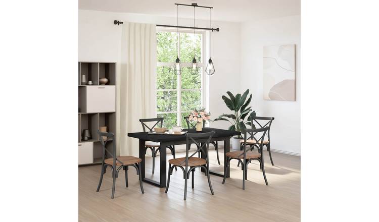 Walplus Rectangular Kitchen Dining Table - Black - 160 x 90.5 x 75 cm