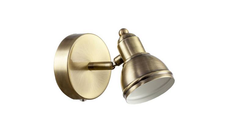 Happy Homewares Antique Brass Rechargeable Dimmable Spot Wall Light - 10cm