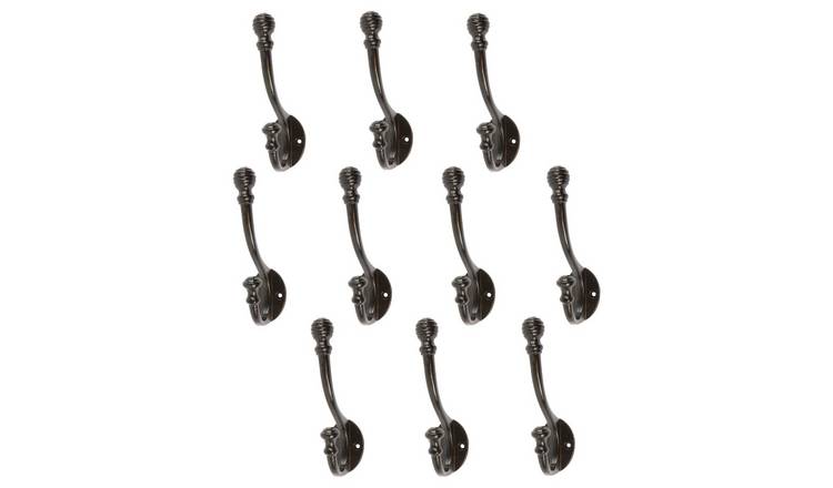 Hammer & Tongs Ball End Hat & Coat Hook - Black - Pack of 10