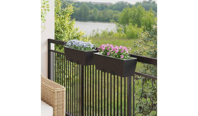 Walplus Pack of 2 Metal Garden Planter - Black - 50 x 17 x 17 cm