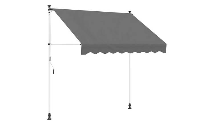 Walplus Manual Polyester Retractable Awning - Light Grey - 250 cm