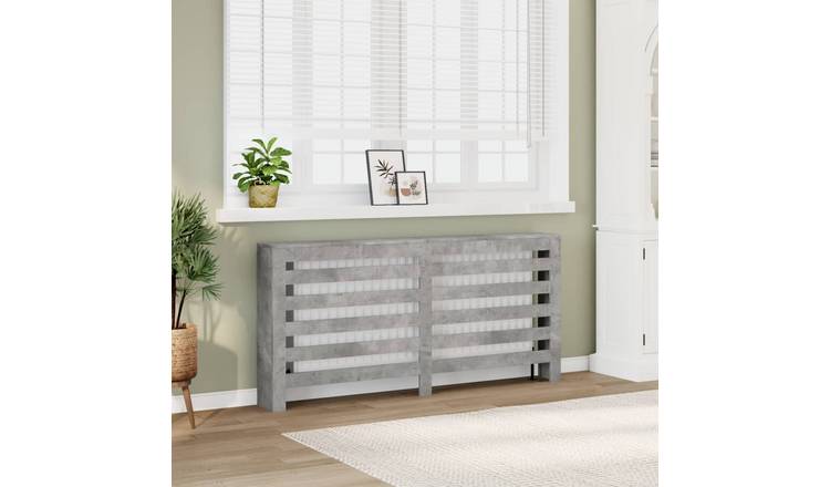 Walplus Engineered Wood Radiator Cover - Concrete Grey - 175 x 20 x 82 cm