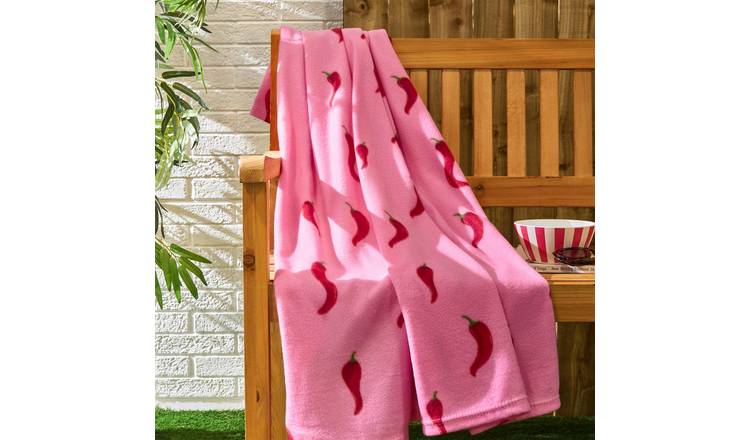 OHS Chilli Polar Fleece Blanket Throw 120 x 150cm - Red