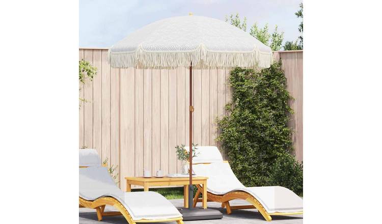 Walplus Round Polyester Beach Parasol - Grey and White - 160 x 160 x 196 cm
