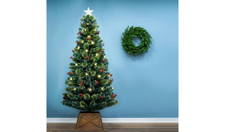 Christmas Tree World 7ft Frosted LED Pine Fibre Optic Tree