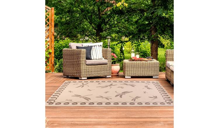 Mega Flooring Beige Modern Bordered Rug - 80 x 150cm