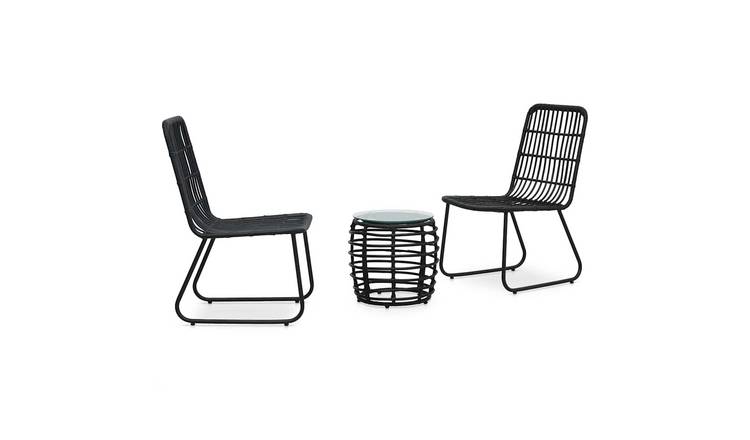 Walplus 3 Piece Poly Rattan Bistro Set - Black