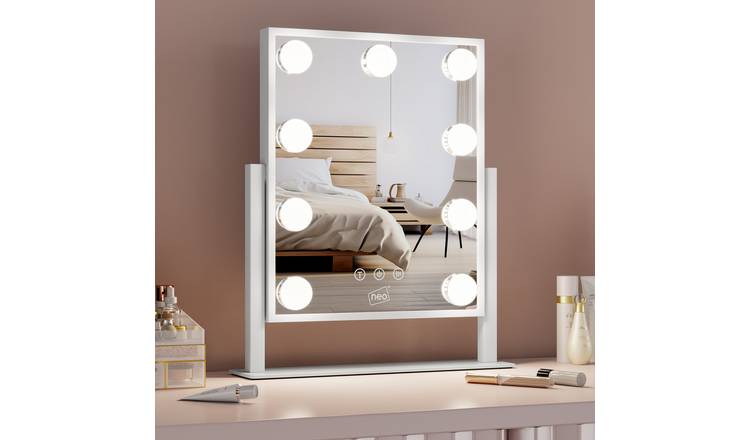 Neo Hollywood Vanity Touch Mirror with 9 LED Bulbs Lights