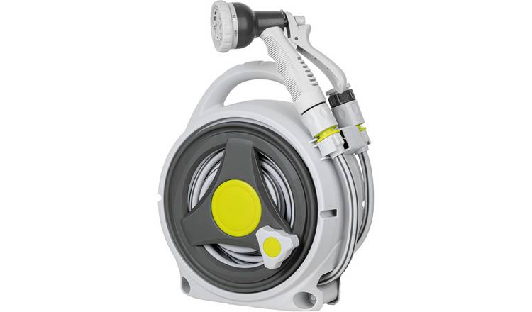 Vivo Technologies 15M Garden Hose Reel with 8 Adjustable Nozzles