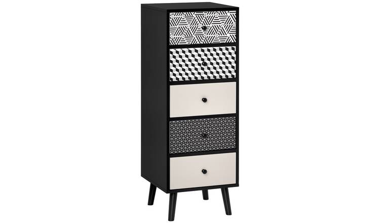 HOMCOM 5 Drawer Vertical Storage Organizer Unit - Black